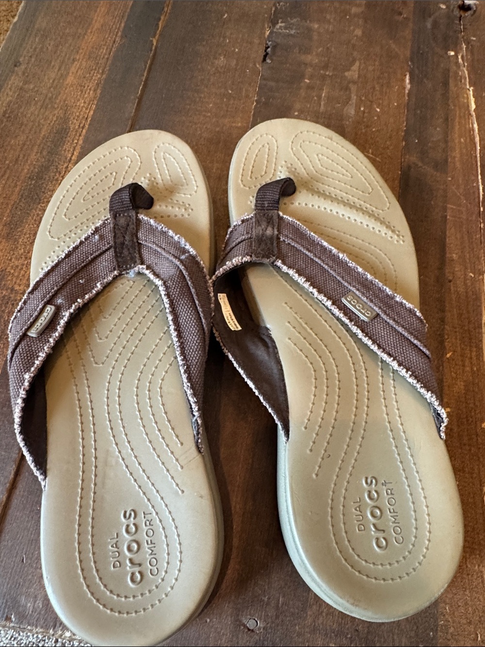 CROCS Brown Tan Flip Flops Dual comfort size 11 Men’s